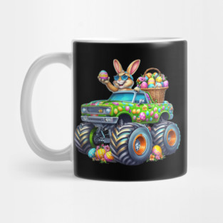 Kids Easter Day Bunny Monster Truck Eggs cool Rabbit Mug