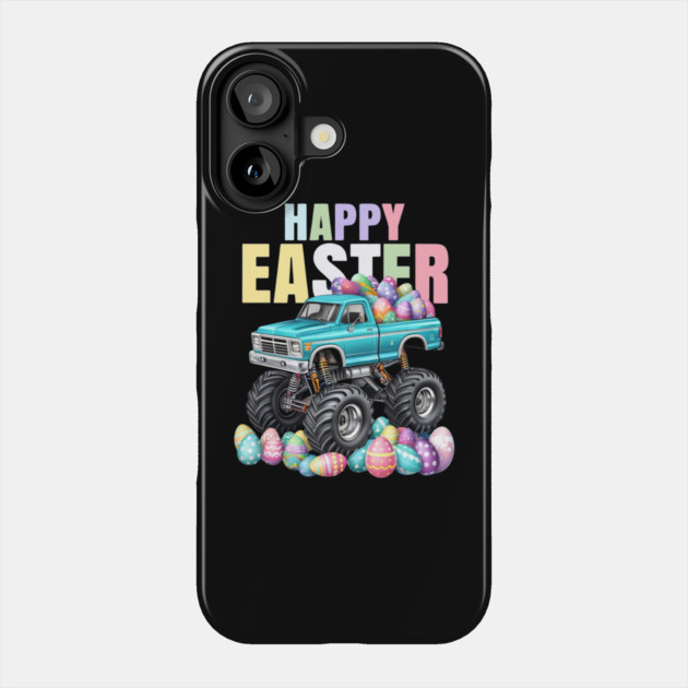 Boys Happy Easter Monster Truck Easter Eggs Toddler Phone Case by Creatifly Graphic Tees
