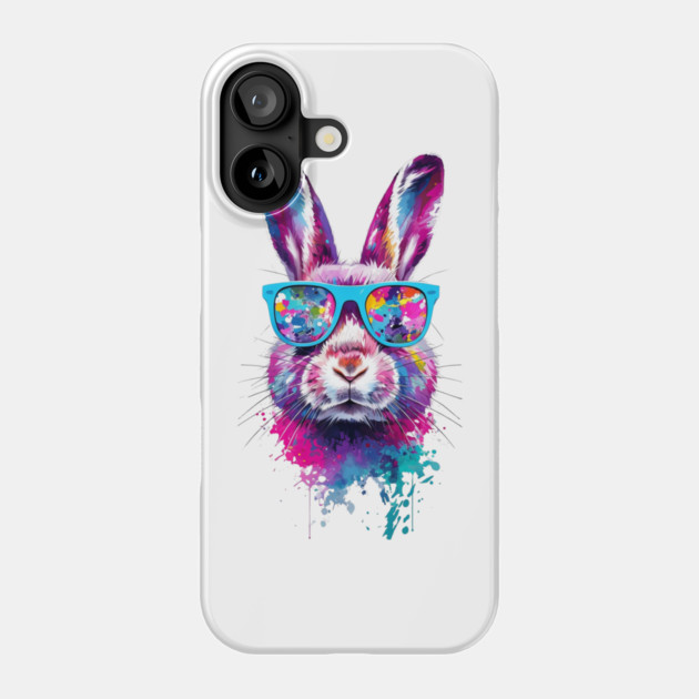Bunny Face With Tie Dye Glasses Happy Easter Day Men Boy Kid Phone Case by Creatifly Graphic Tees