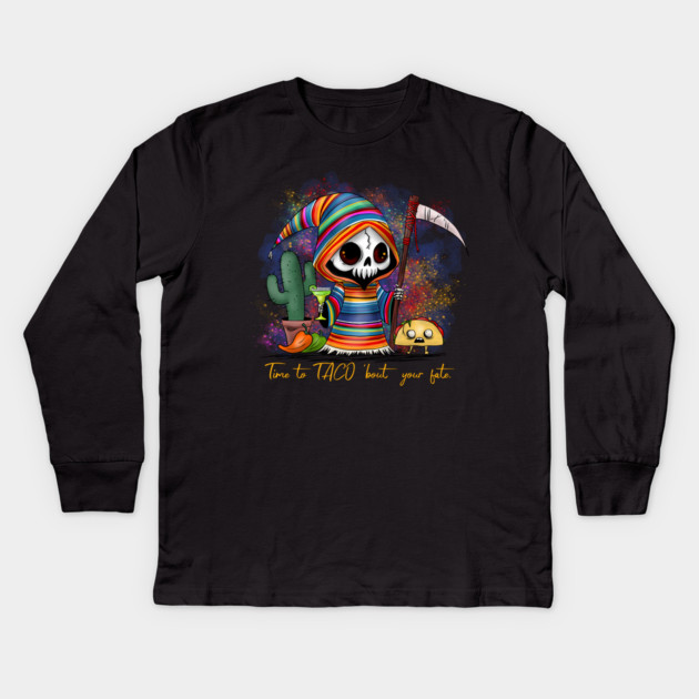 Cinco de Mayo Grim Reaper Kids Long Sleeve T-Shirt by H. R. Sinclair