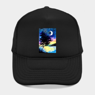 Moon and Stars above the Lake Hat