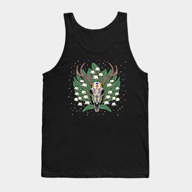 May's Lily of the Valley & Deer Skull Tank Top by H. R. Sinclair