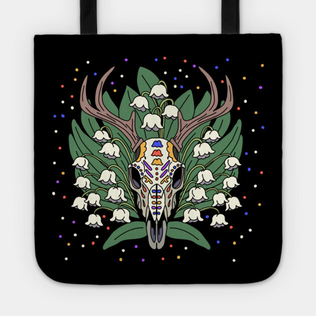 May's Lily of the Valley & Deer Skull Tote by H. R. Sinclair