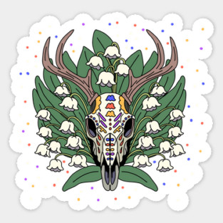 May's Lily of the Valley & Deer Skull Sticker