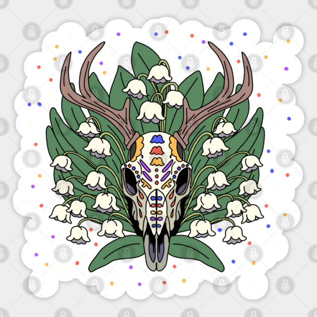 May's Lily of the Valley & Deer Skull Sticker by H. R. Sinclair