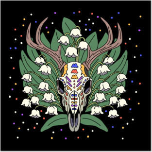 May's Lily of the Valley & Deer Skull Posters and Art