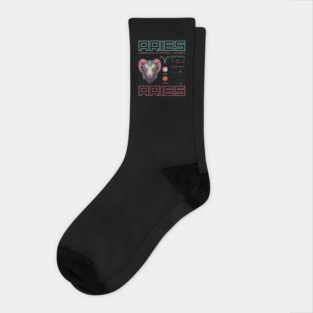 Aries Cyberpunk Zodiac Astrology Design Socks
