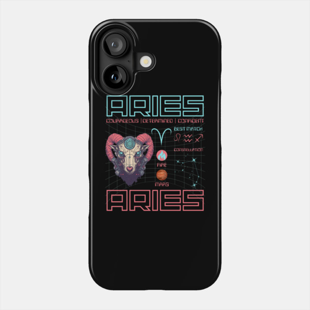 Aries Cyberpunk Zodiac Astrology Design Phone Case by TuncGK