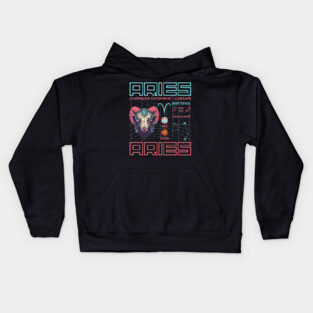 Aries Cyberpunk Zodiac Astrology Design Kids Hoodie