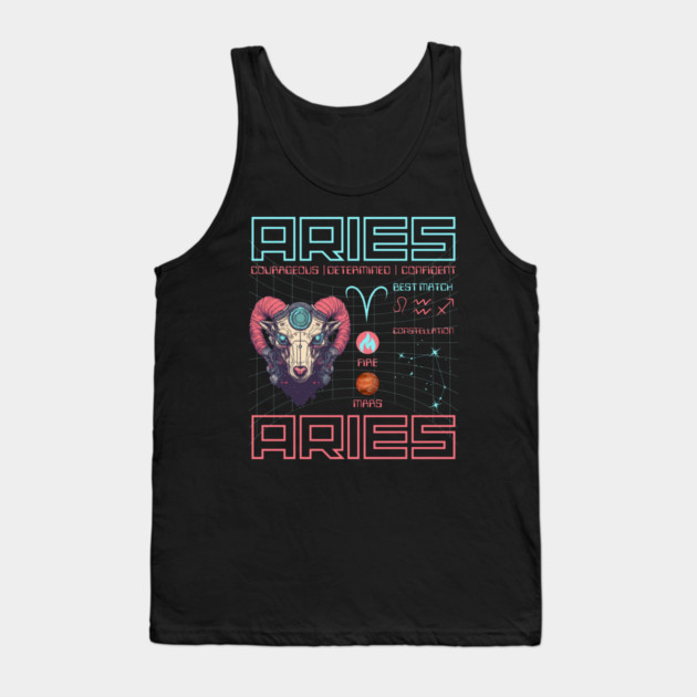 Aries Cyberpunk Zodiac Astrology Design Tank Top by TuncGK