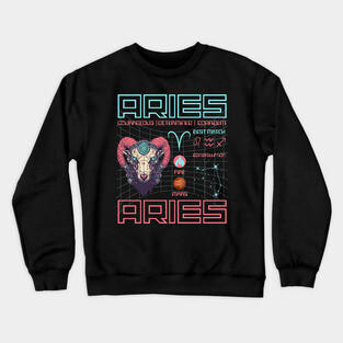 Aries Cyberpunk Zodiac Astrology Design Crewneck Sweatshirt