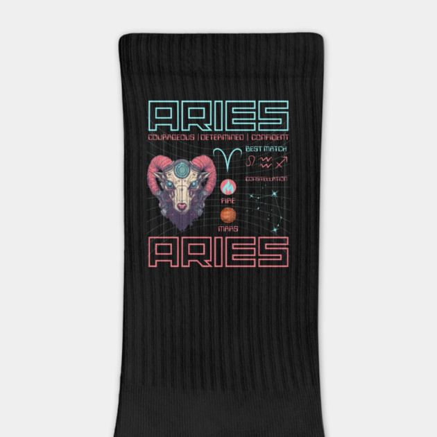 Aries Cyberpunk Zodiac Astrology Design by TuncGK