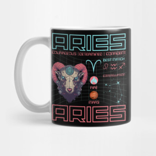Aries Cyberpunk Zodiac Astrology Design Mug