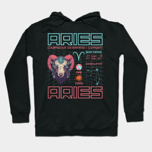 Aries Cyberpunk Zodiac Astrology Design Hoodie