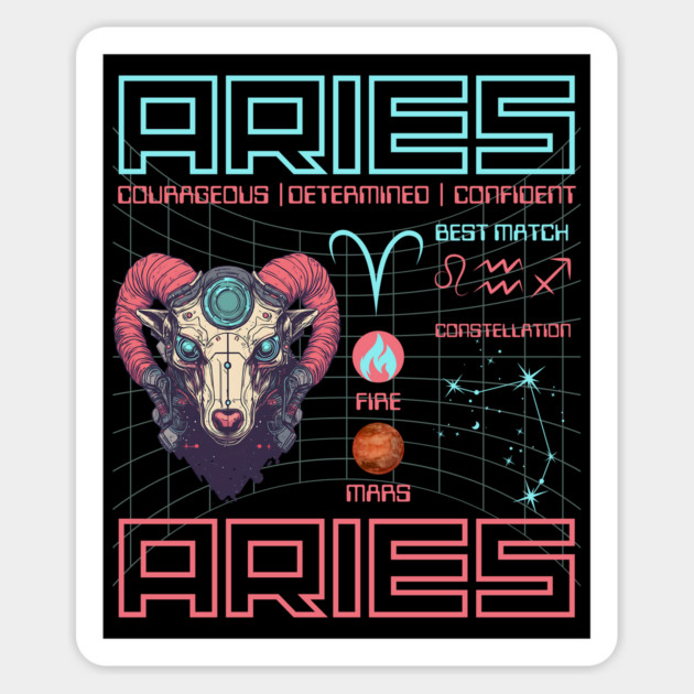 Aries Cyberpunk Zodiac Astrology Design Magnet by TuncGK