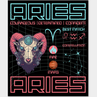 Aries Cyberpunk Zodiac Astrology Design Posters and Art