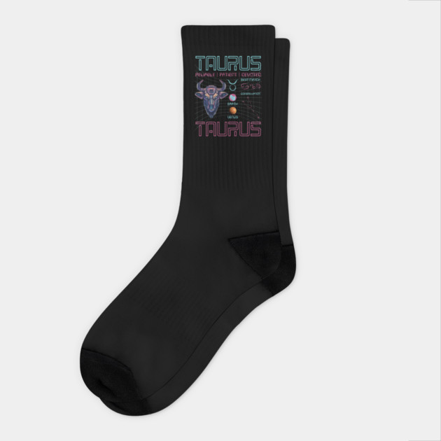 Taurus Futuristic Zodiac Astrology Art Socks by TuncGK