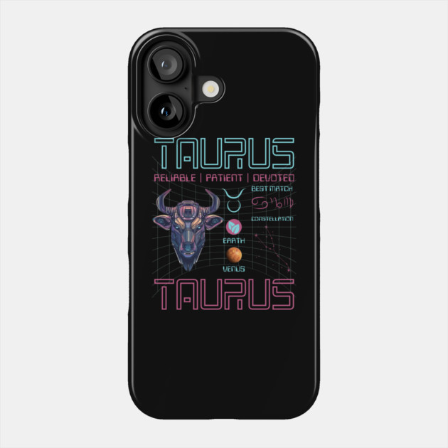 Taurus Futuristic Zodiac Astrology Art Phone Case by TuncGK