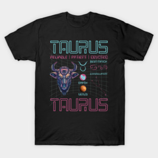 Taurus Futuristic Zodiac Astrology Art T-Shirt