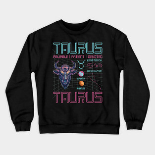 Taurus Futuristic Zodiac Astrology Art Crewneck Sweatshirt