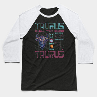Taurus Futuristic Zodiac Astrology Art Baseball T-Shirt