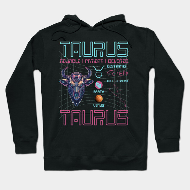 Taurus Futuristic Zodiac Astrology Art Hoodie by TuncGK