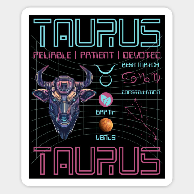 Taurus Futuristic Zodiac Astrology Art Magnet by TuncGK