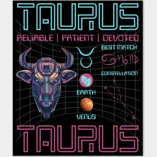 Taurus Futuristic Zodiac Astrology Art Posters and Art