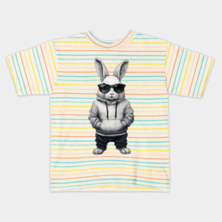 Bunny Face With Sunglasses Easter Day for Boys Men Kids Kids T-Shirt