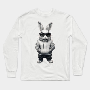 Bunny Face With Sunglasses Easter Day for Boys Men Kids Long Sleeve T-Shirt