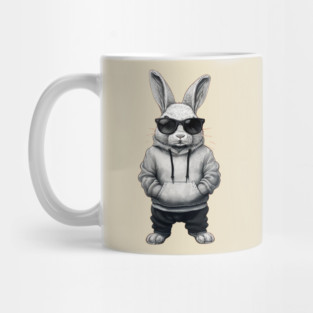 Bunny Face With Sunglasses Easter Day for Boys Men Kids Mug