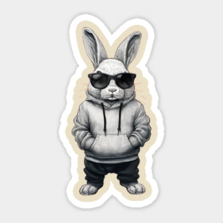 Bunny Face With Sunglasses Easter Day for Boys Men Kids Sticker
