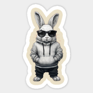 Bunny Face With Sunglasses Easter Day for Boys Men Kids Magnet