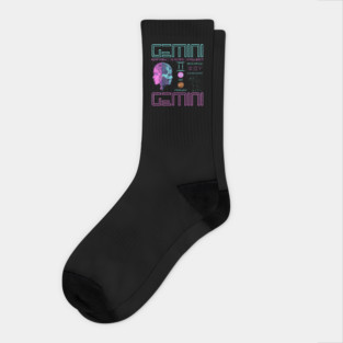 Gemini Neon Cyberpunk Zodiac Design Socks