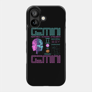 Gemini Neon Cyberpunk Zodiac Design Phone Case