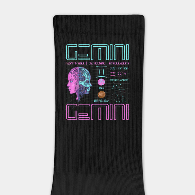 Gemini Neon Cyberpunk Zodiac Design by TuncGK