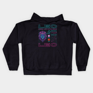 Leo Cyberpunk Zodiac Neon Aesthetic Kids Hoodie