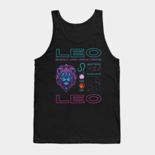 Leo Cyberpunk Zodiac Neon Aesthetic Tank Top