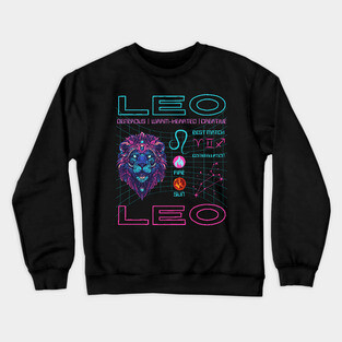 Leo Cyberpunk Zodiac Neon Aesthetic Crewneck Sweatshirt