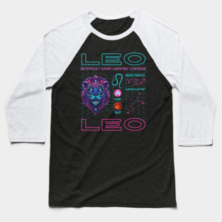 Leo Cyberpunk Zodiac Neon Aesthetic Baseball T-Shirt