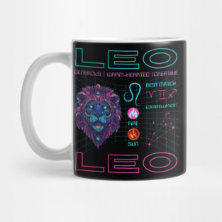Leo Cyberpunk Zodiac Neon Aesthetic Mug