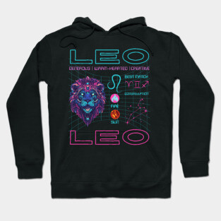 Leo Cyberpunk Zodiac Neon Aesthetic Hoodie