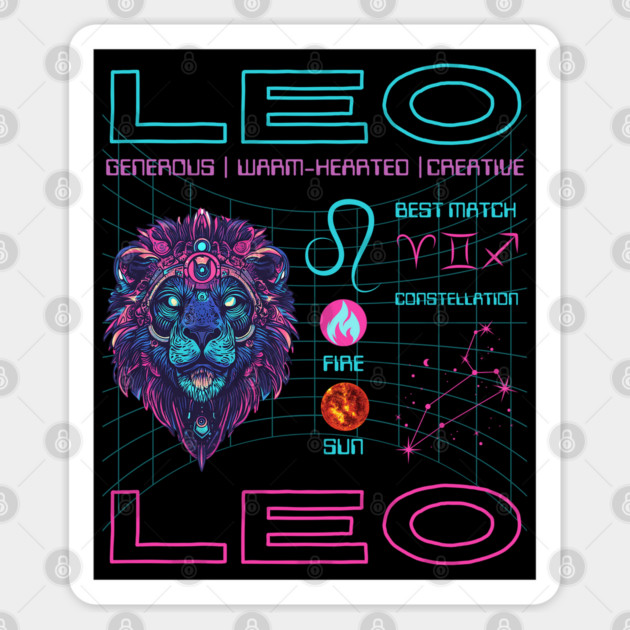 Leo Cyberpunk Zodiac Neon Aesthetic Sticker by TuncGK