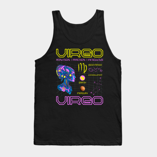 Virgo Futuristic Zodiac Cyberpunk Design Tank Top by TuncGK