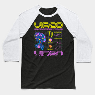 Virgo Futuristic Zodiac Cyberpunk Design Baseball T-Shirt