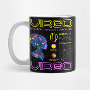 Virgo Futuristic Zodiac Cyberpunk Design Mug