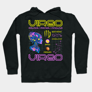 Virgo Futuristic Zodiac Cyberpunk Design Hoodie