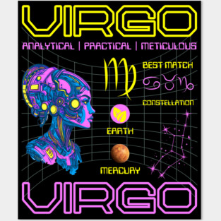 Virgo Futuristic Zodiac Cyberpunk Design Posters and Art