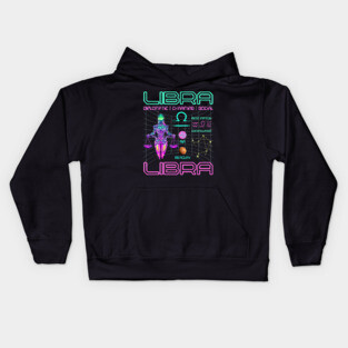 Libra Neon Cyberpunk Zodiac Art Kids Hoodie
