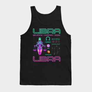 Libra Neon Cyberpunk Zodiac Art Tank Top